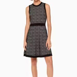 Kate Spade Out West Mod Plaid Sweater Dress Black White Size Small NWOT